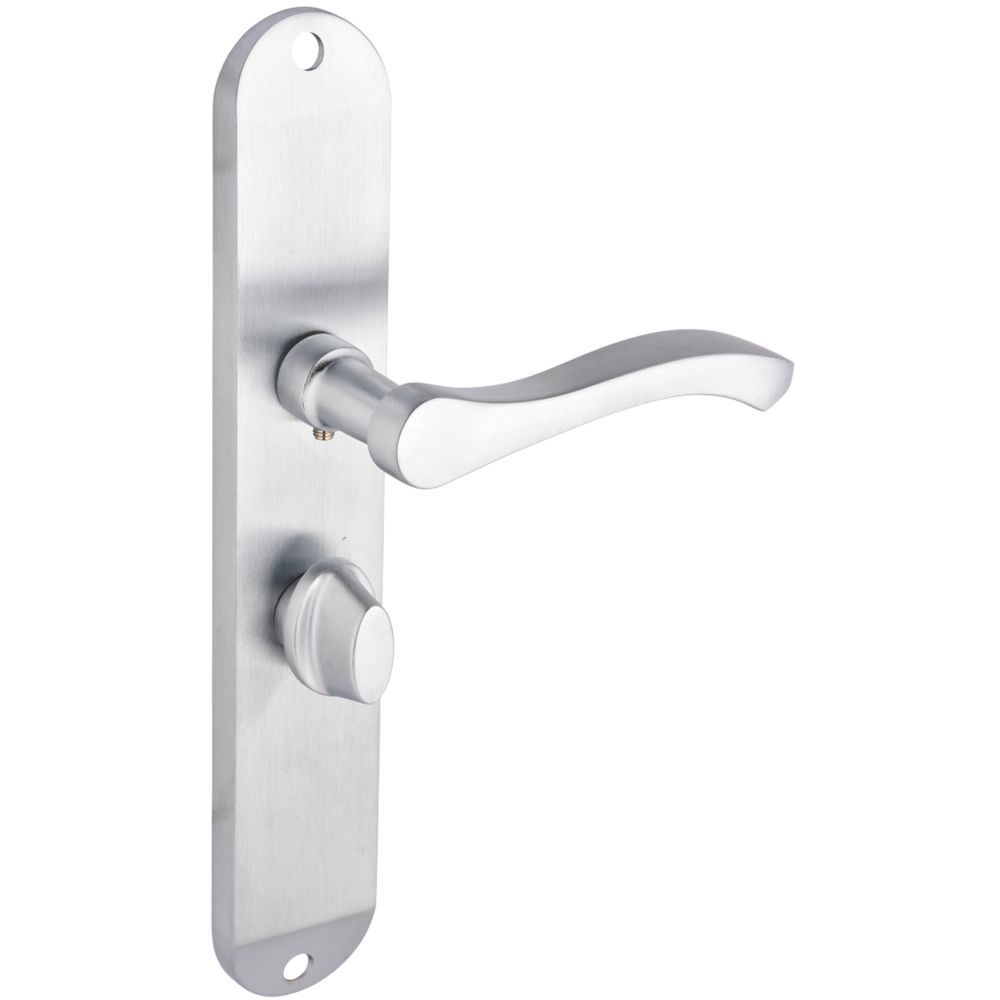 Image of Smith & Locke Bigbury Fire Rated Long WC Door Handles Pair Brushed Nickel 