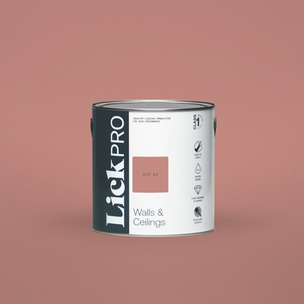 Image of LickPro Eggshell Red 03 Emulsion Paint 2.5Ltr 