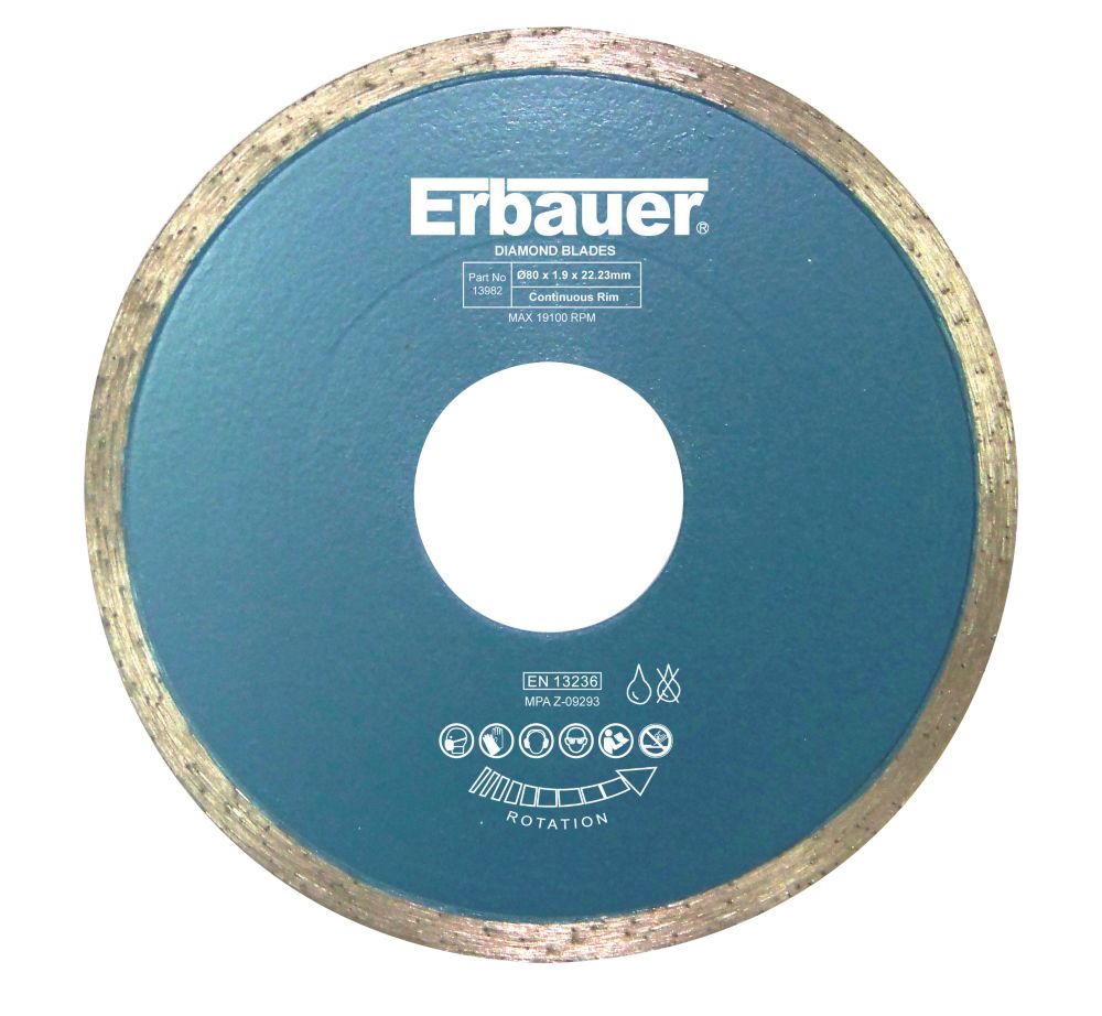 Image of Erbauer Tile Diamond Tile Blade 80mm x 22.23mm 