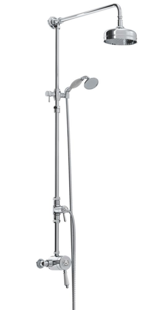 Image of Bristan 1901 Rear-Fed Exposed Chrome Thermostatic Mixer Shower with Rigid Riser Kit 