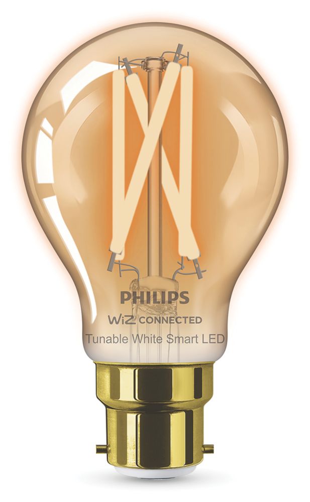 Image of Philips Filament Amber A60 B22 BC Decorative LED Smart Light Bulb 7W 640lm 