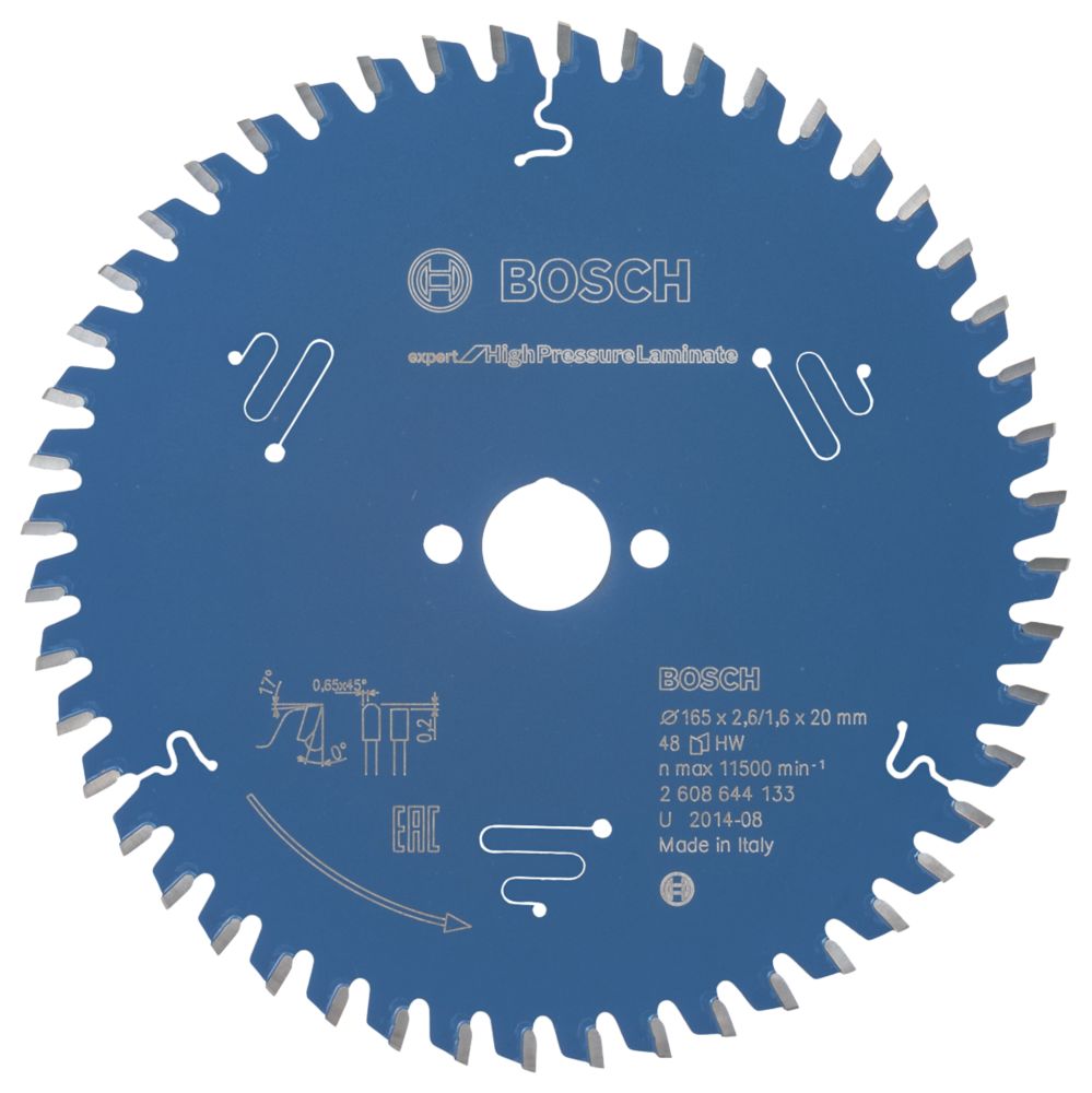 Image of Bosch Expert High Pressure Laminate Circular Saw Blade 165mm x 20mm 48T 