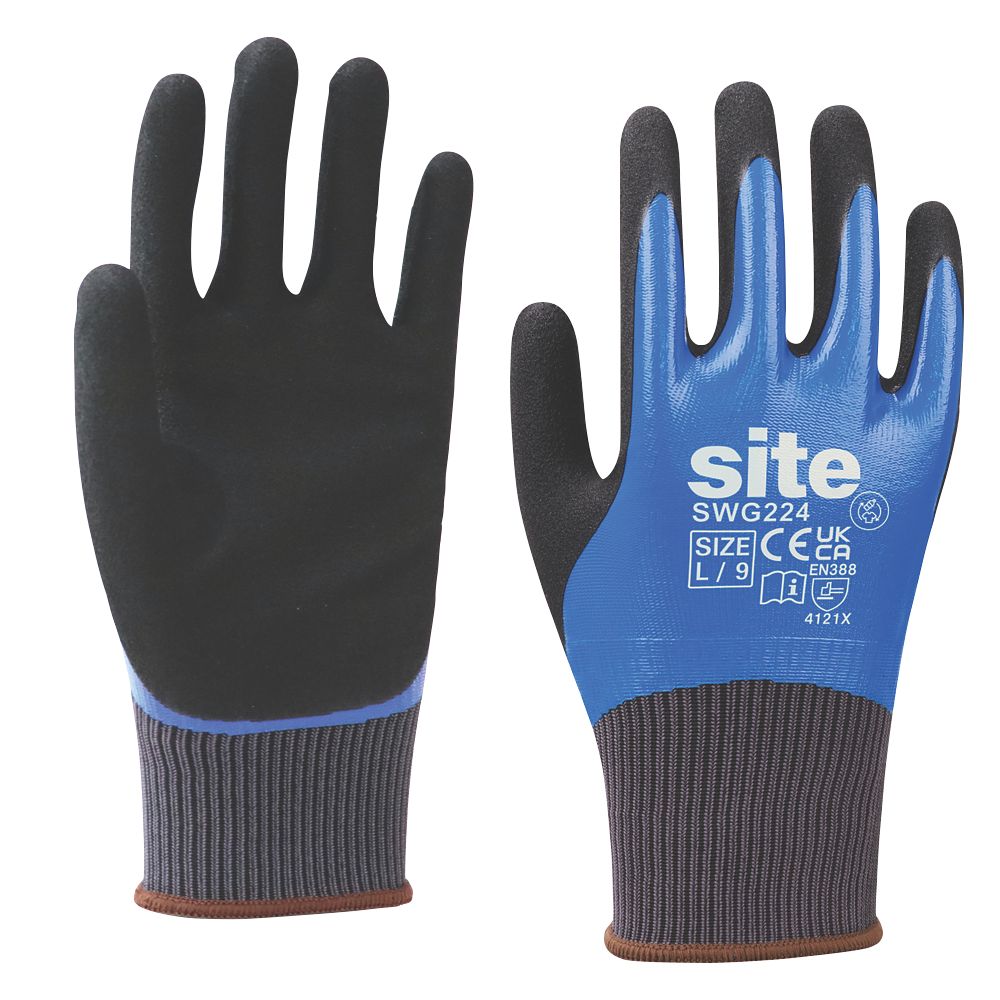 Image of Site SWG224 Gloves Blue/Black Large 