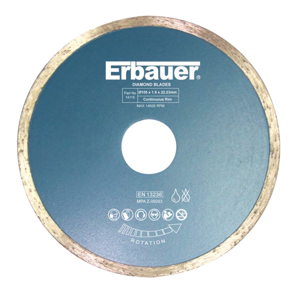 Image of Erbauer Tile Diamond Tile Blade 105mm x 22.23mm 