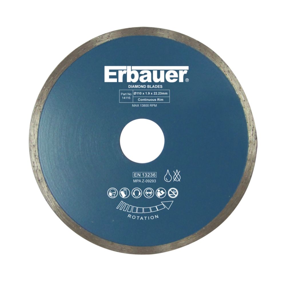 Image of Erbauer Tile Diamond Blade 110mm x 22.23mm 