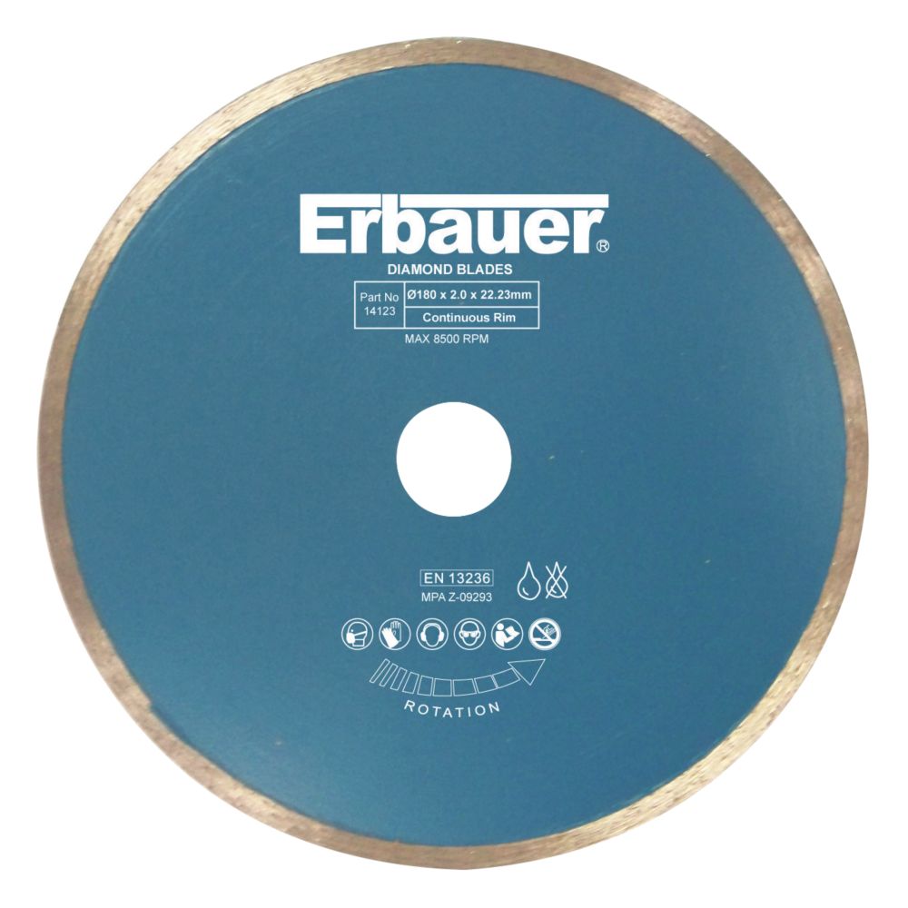 Image of Erbauer Tile Diamond Blade 180mm x 22.23mm 