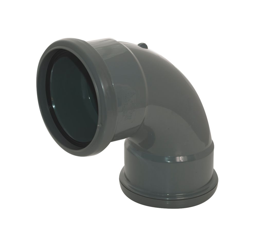 Image of FloPlast Push-Fit 92.5Â° Double Socket Offset Pipe Bend Anthracite Grey 110mm 