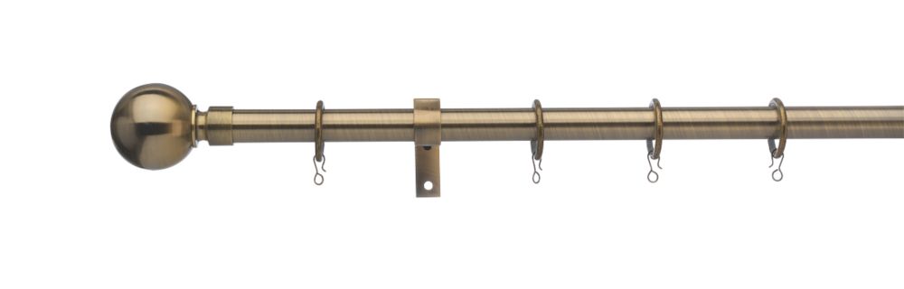 Image of Universal Metal Extendable Curtain Pole Antique Brass 16/19mm x 1.2-2m 