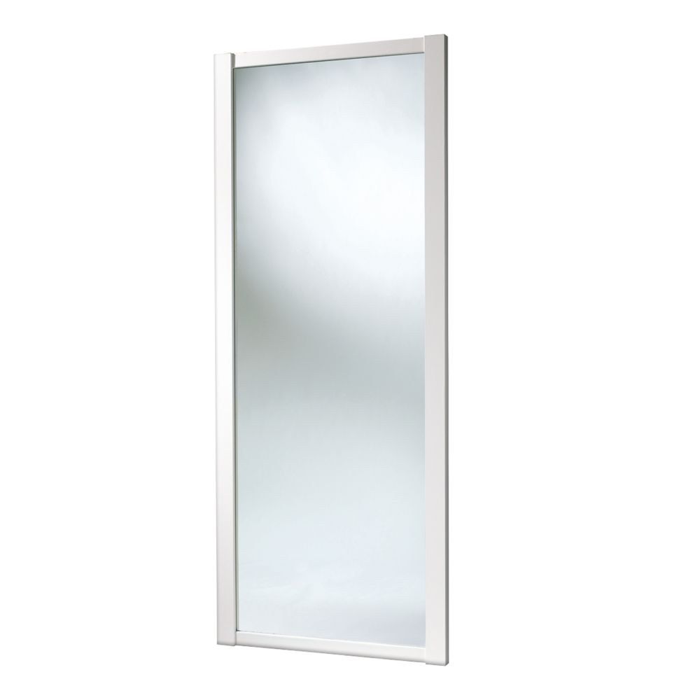 Image of Spacepro Shaker 1-Door Sliding Wardrobe Door White Frame Mirror Panel 762mm x 2260mm 
