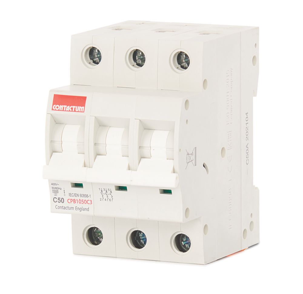 Image of Contactum Defender 50A TP Type C 3-Phase MCB 