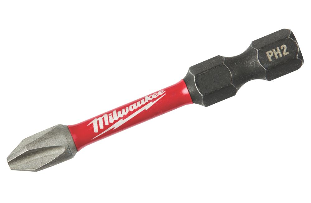 Image of Milwaukee Shockwave 1/4" 50mm Straight Shank PH2 Screwdriver Bits 