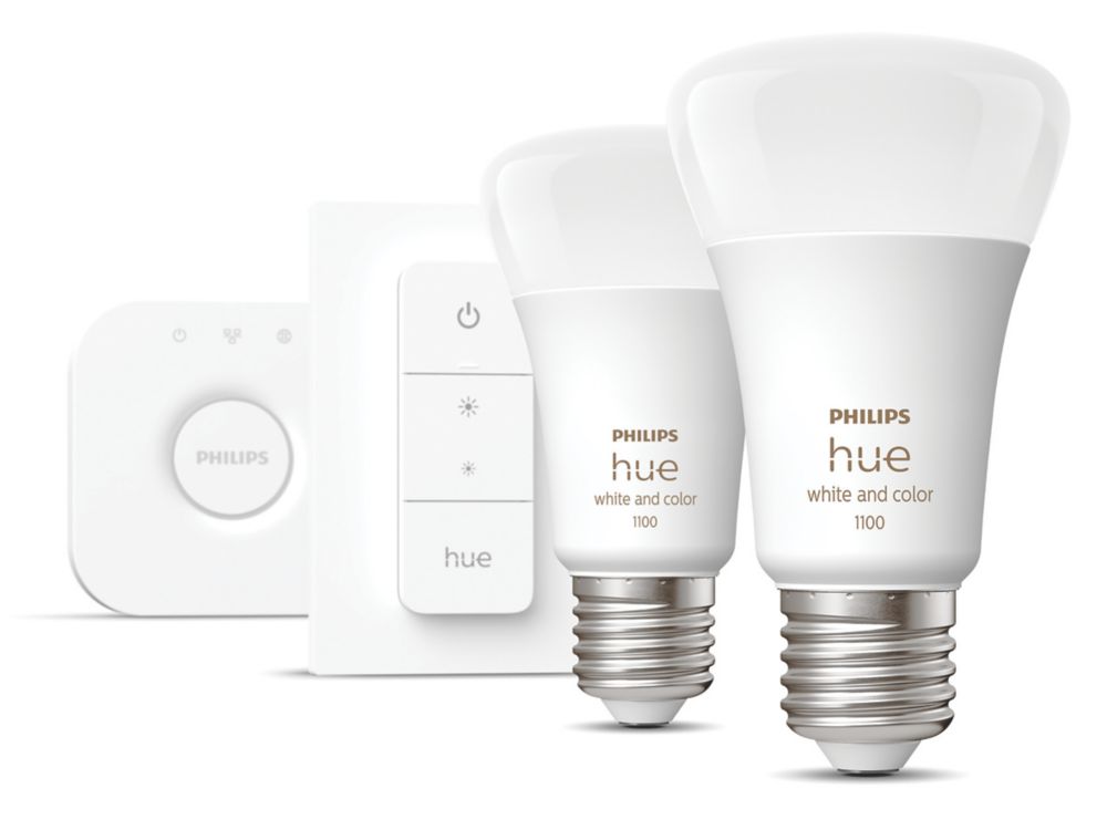 Image of Philips Hue Ambience ES A60 RGB & White LED Smart Lighting Starter Kit 9W 806lm 3 Piece Set 