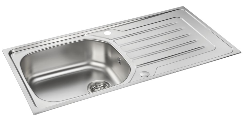 Image of Carron Phoenix Onda 1 Bowl Stainless Steel Reversible Sink & Drainer 860mm x 500mm 
