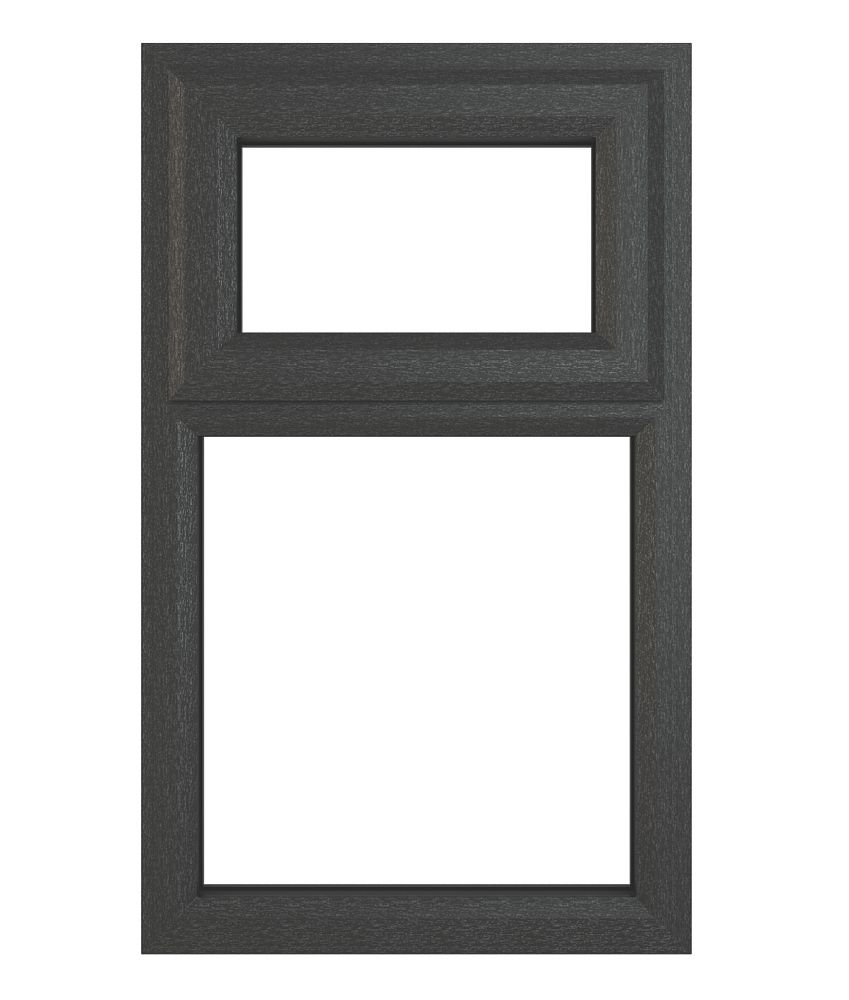 Image of Crystal Top Opening Clear Triple-Glazed Casement Anthracite on White uPVC Window 905mm x 1040mm 