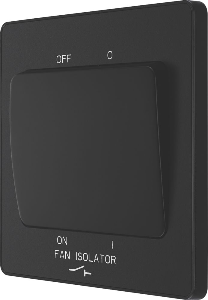Image of British General Evolve 10A 1-Gang 3-Pole Fan Isolator Switch Matt Black with Black Inserts 