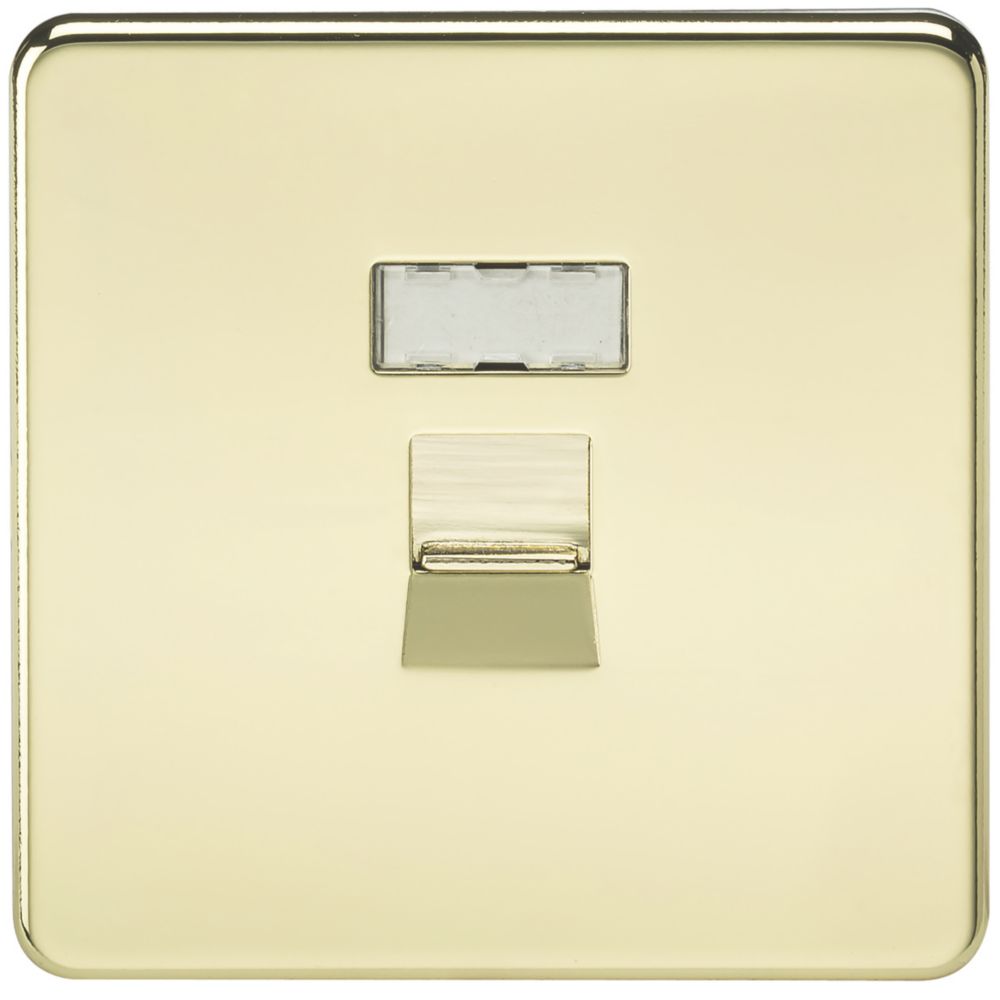 Image of Knightsbridge RJ45 Ethernet Socket Polished Brass 