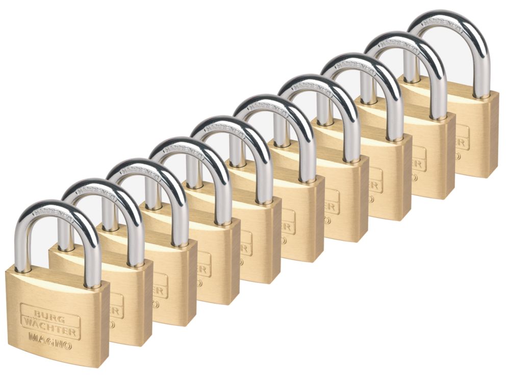 Image of Burg-Wachter Brass Keyed Alike Padlocks 50mm 10 Pack 