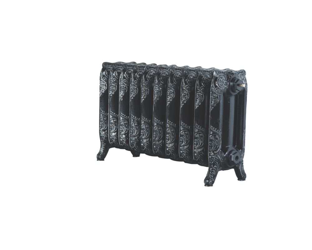 Image of Arroll Montmartre 3-Column Cast Iron Radiator 470mm x 834mm Black / Silver 3070BTU 