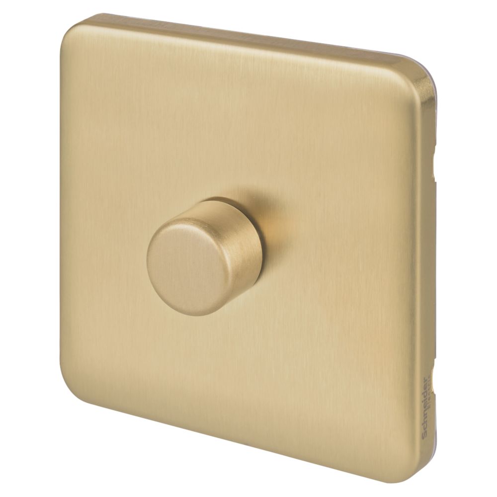 Image of Schneider Electric Lisse Deco 1-Gang 1-Way Dimmer Switch Satin Brass 