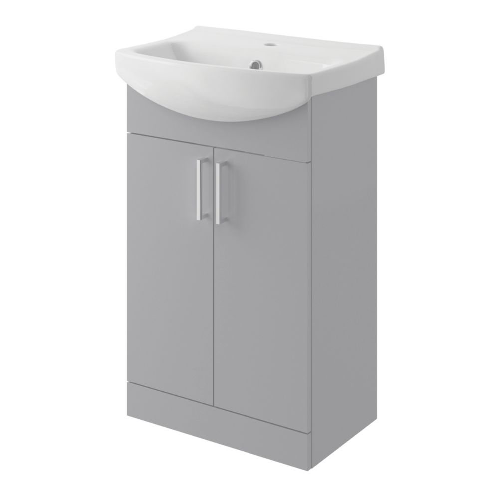 Image of Veleka Vanity Unit & Basin Set Gloss Grey 550mm x 400mm x 900mm 