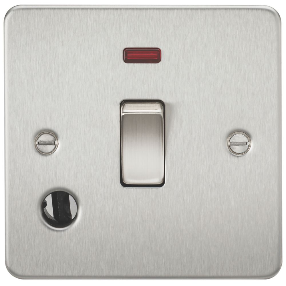 Image of Knightsbridge 20A 1-Gang DP Control Switch & Flex Outlet Brushed Chrome with LED 