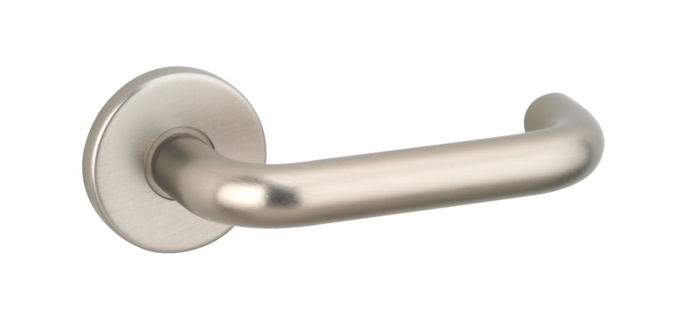 Image of Urfic Pro5/1650 Fire Rated Lever on Rose Door Handles Pair Satin Stainless Steel 