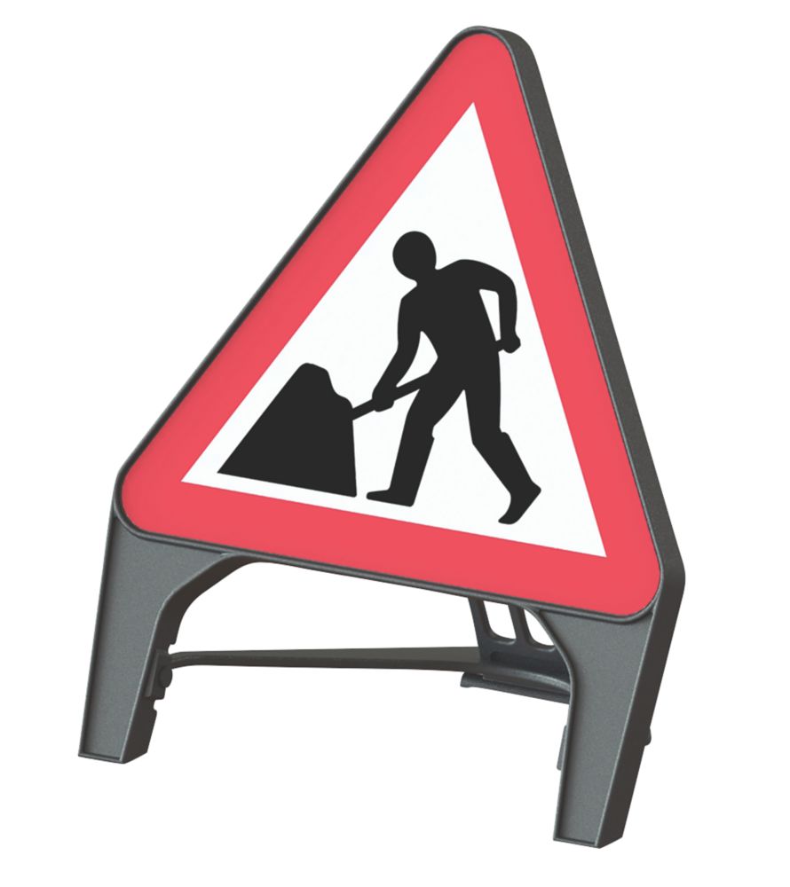 Image of Melba Swintex Q Sign Triangular "Men at Work" Traffic Sign 870mm x 1220mm 