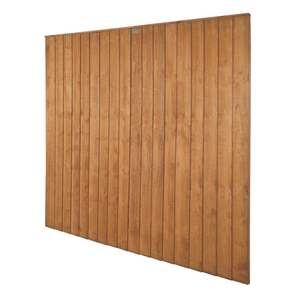 Image of Forest Vertical Board Closeboard Garden Fencing Panel Golden Brown 6' x 6' Pack of 4 