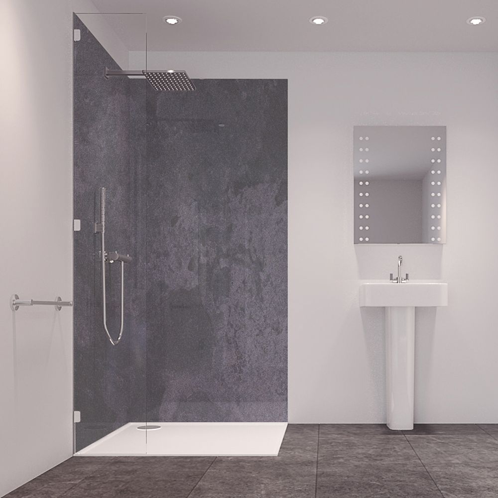 Image of Splashwall Laminate Panel Matt Grey Stone 590mm x 2440mm x 11mm 