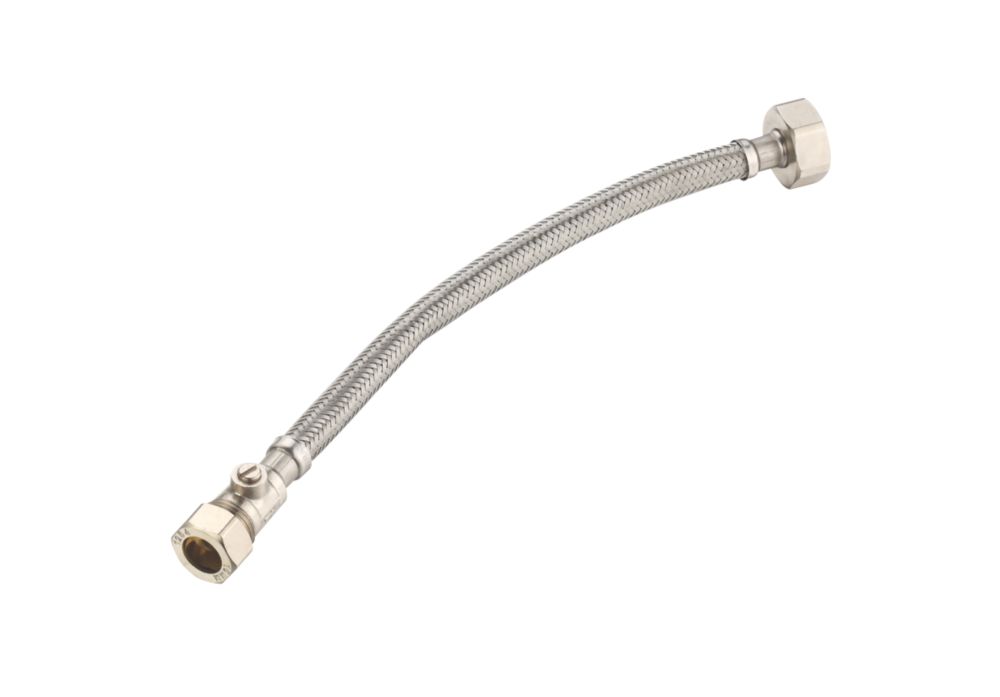 Image of Flexible Hose with Valve 15mm x 3/4" x 300mm 