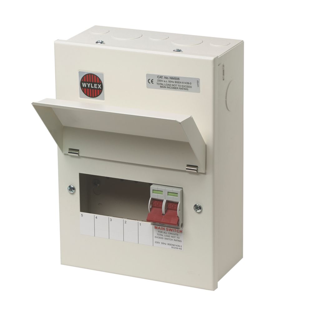 Image of Wylex 7-Module 5-Way Part-Populated Main Switch Consumer Unit 