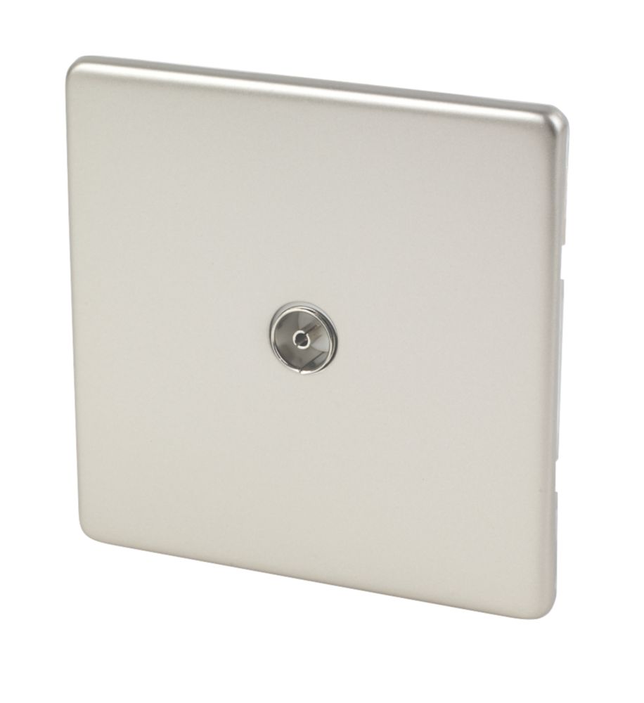 Image of Varilight 1-Gang Coaxial TV Socket Satin Chrome 