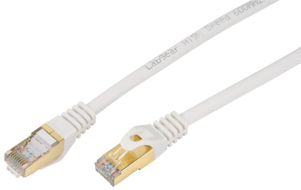 Image of Labgear White Shielded RJ45 Cat 7 Ethernet Patch Lead 15m 