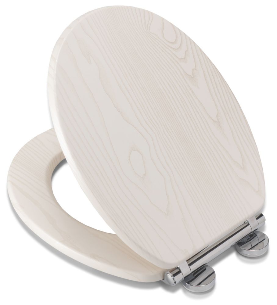 Image of Croydex Maitland Soft-Close with Quick-Release Flex-Fix Toilet Seat Moulded Wood White 