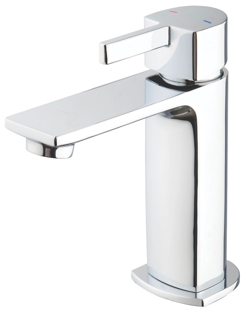 Image of Swirl Brue Basin Mini Mono Mixer Tap with Clicker Waste Chrome 