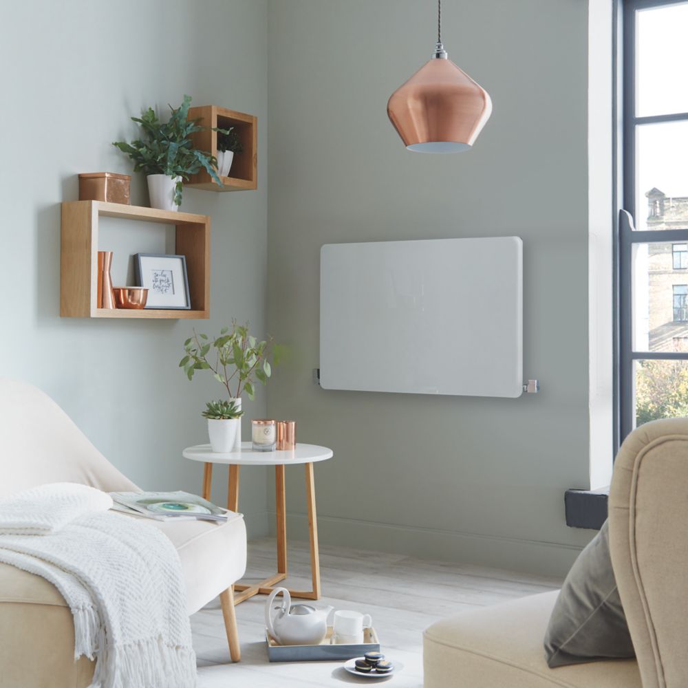 Image of Towelrads Vetro Horizontal Designer Radiator 600mm x 800mm White 2166BTU 