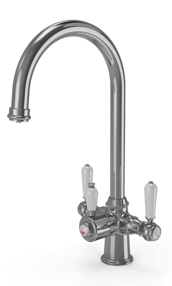 Image of ETAL Traditional Cruciform 3-in-1 Hot Water Kitchen Tap Polished Chrome 