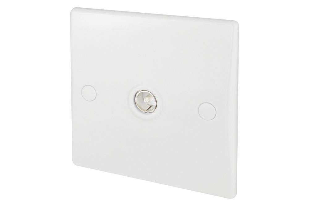 Image of Schneider Electric Ultimate Slimline 1-Gang Coaxial TV Socket White 