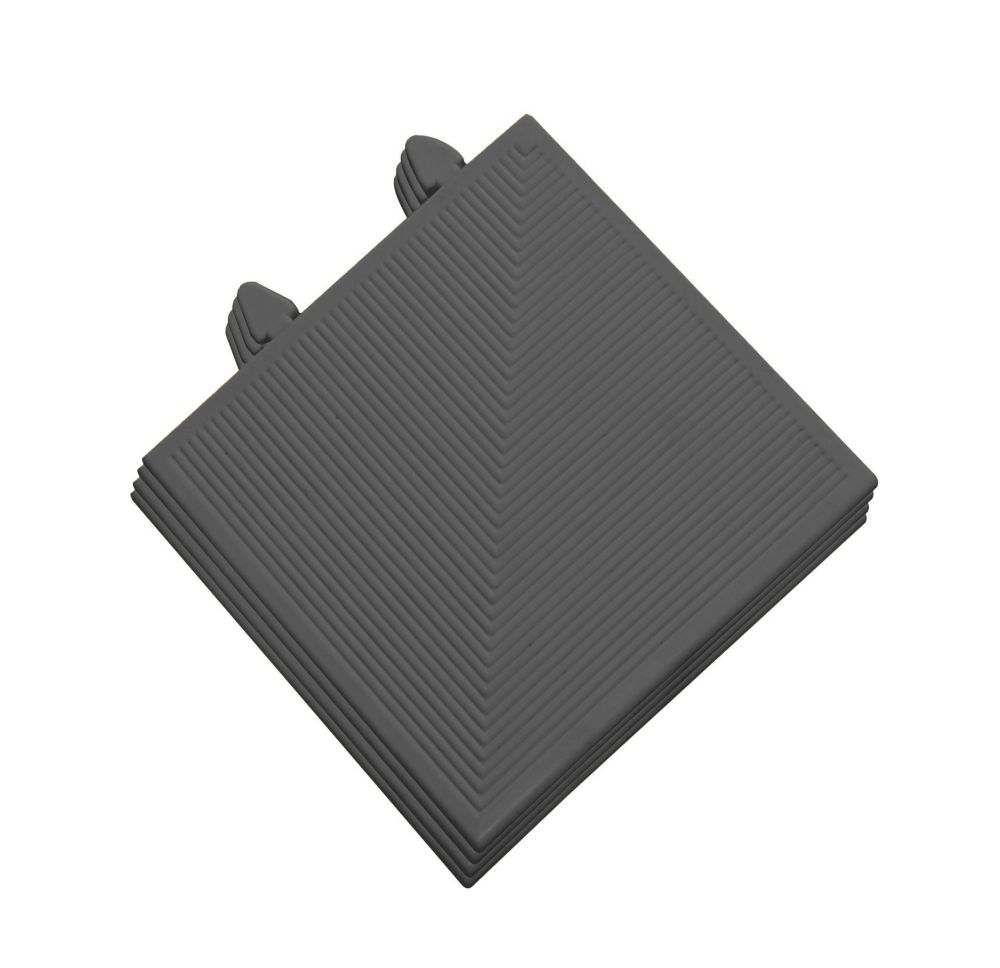 Image of COBA Europe Tough Deck Non-Slip Interlocking Decking Corner Edge Black 180mm x 180mm 4 Pack 