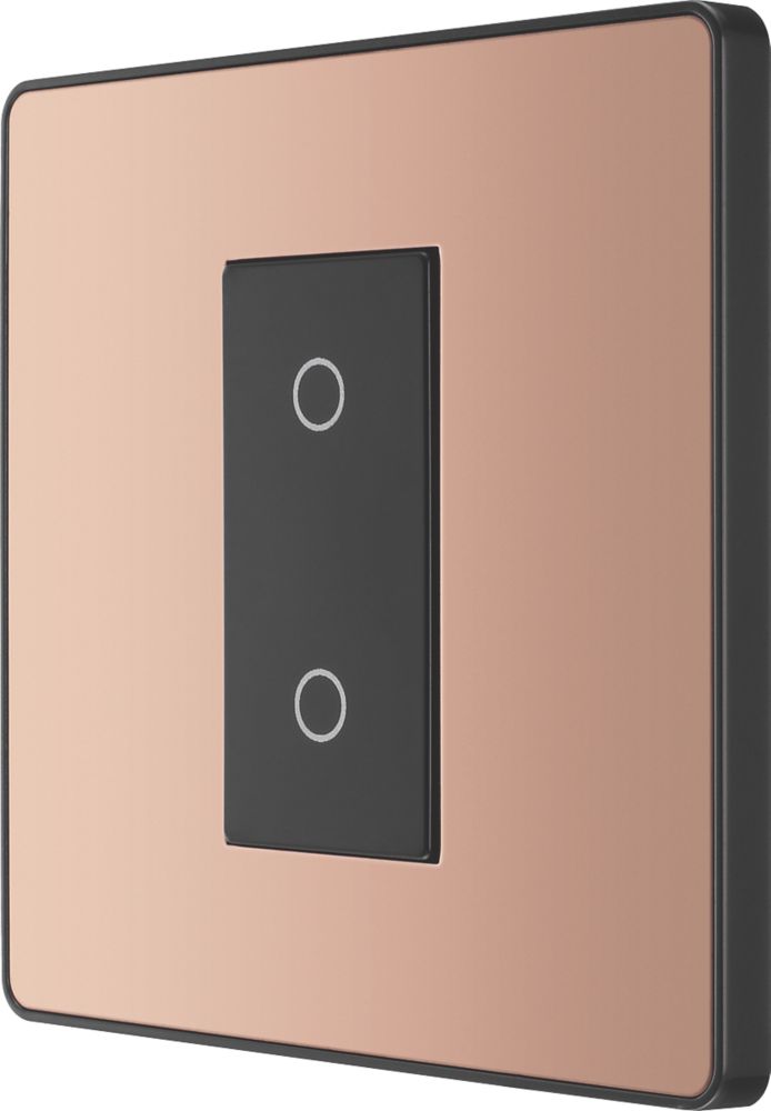 Image of British General Evolve 1-Gang 2-Way LED Single Secondary Trailing Edge Touch Dimmer Switch Copper with Black Inserts 