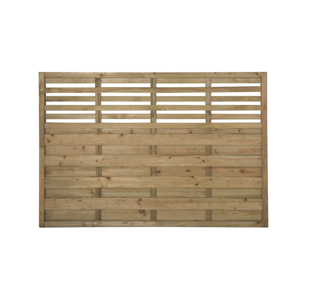 Image of Forest Kyoto Slatted Top Fence Panels Natural Timber 6' x 4' Pack of 6 