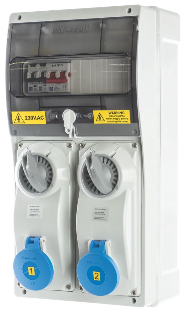 Image of Lewden 32A 30mA 2-Way Non-Metered Switched Caravan Hook Up Point 2x16A With RCBO 