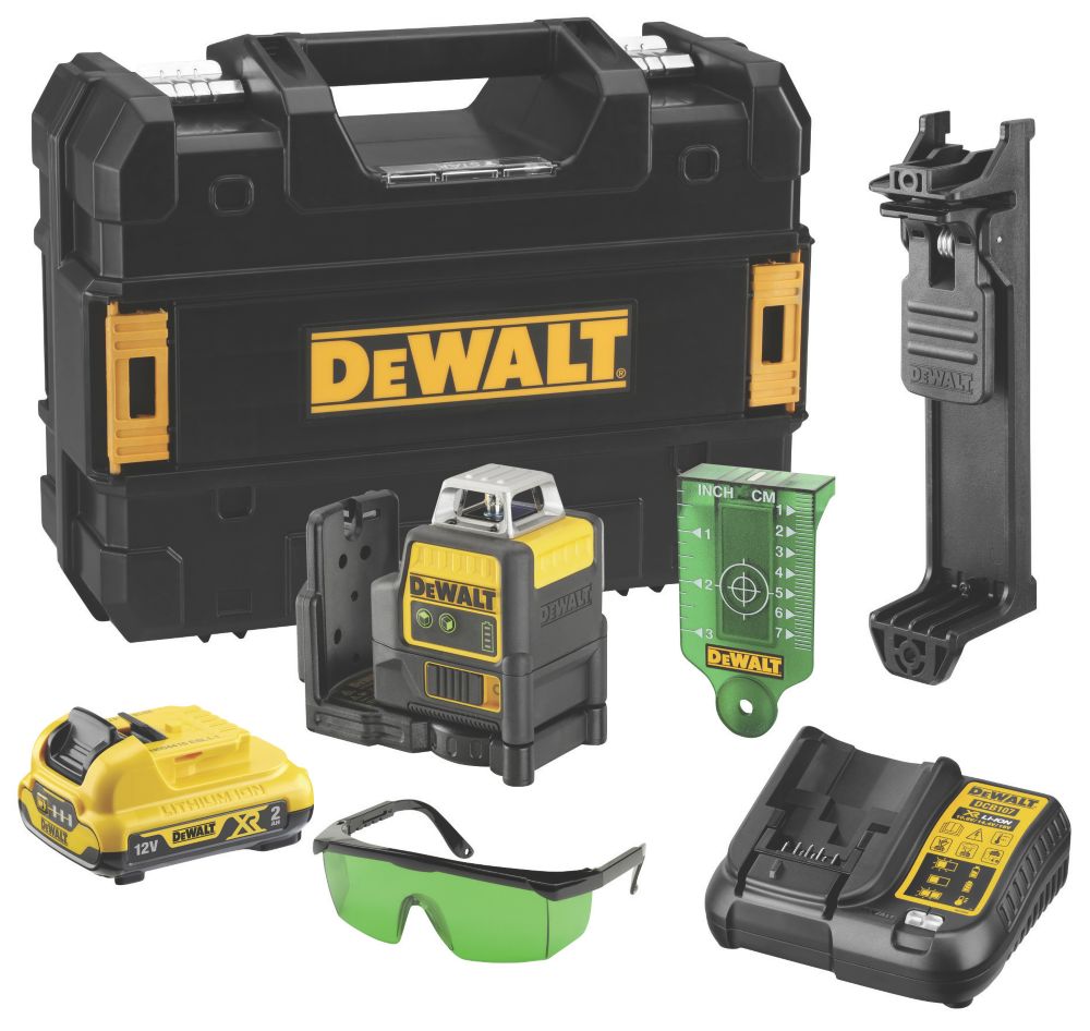 Image of DeWalt DCE0811D1G-GB 12V 1 x 2.0Ah Li-Ion XR Green Self-Levelling Multi-Line Laser Level 