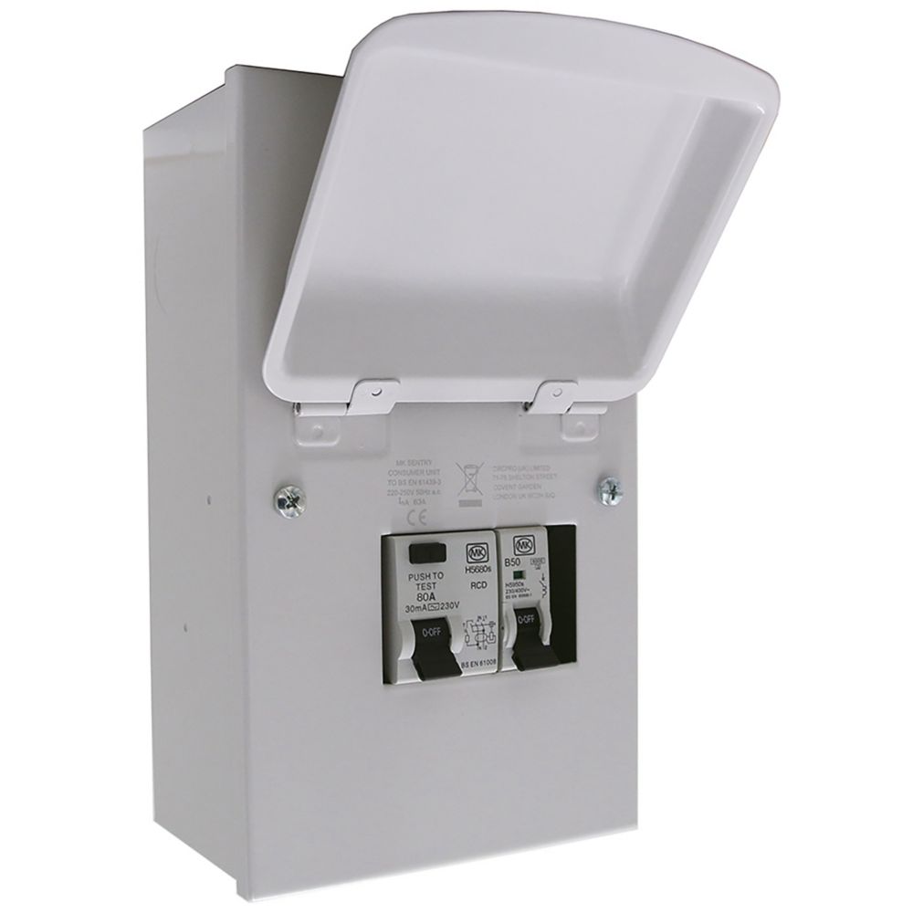 Image of MK Sentry 4-Module 4-Way Populated High Integrity RCD Incomer Consumer Unit 
