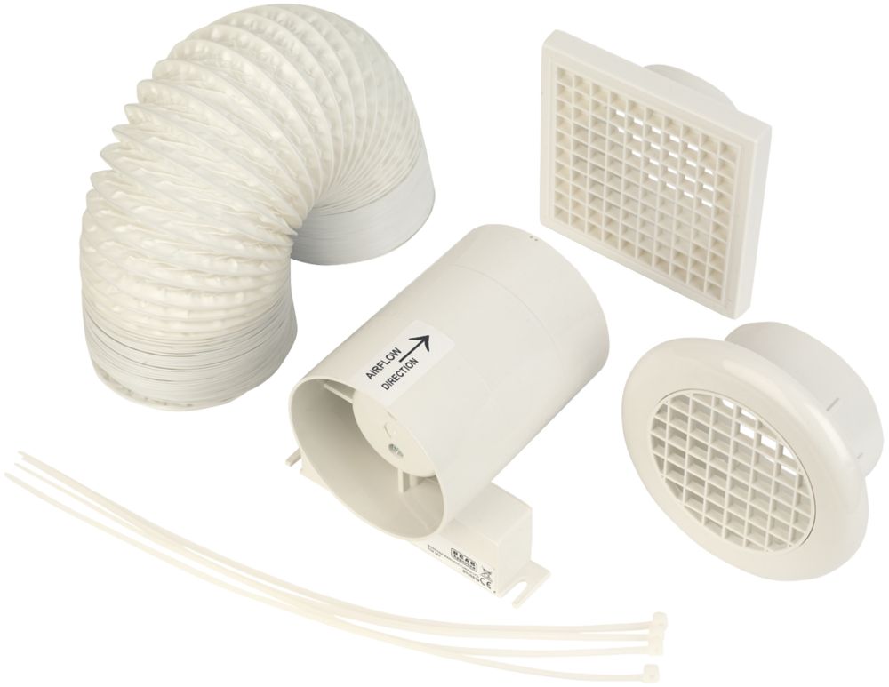 Image of Manrose SF100T 4" Axial Inline Bathroom Shower Extractor Fan Kit with Timer White 240V 