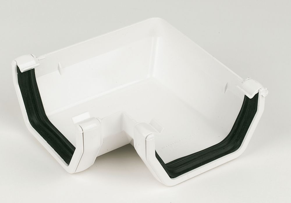 Image of FloPlast Square Line 90Â° Square Gutter Angle White 114mm 
