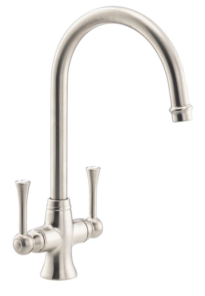 Image of Streame by Abode Gatsby Swan Neck Dual Lever Mono Mixer Brushed Nickel 