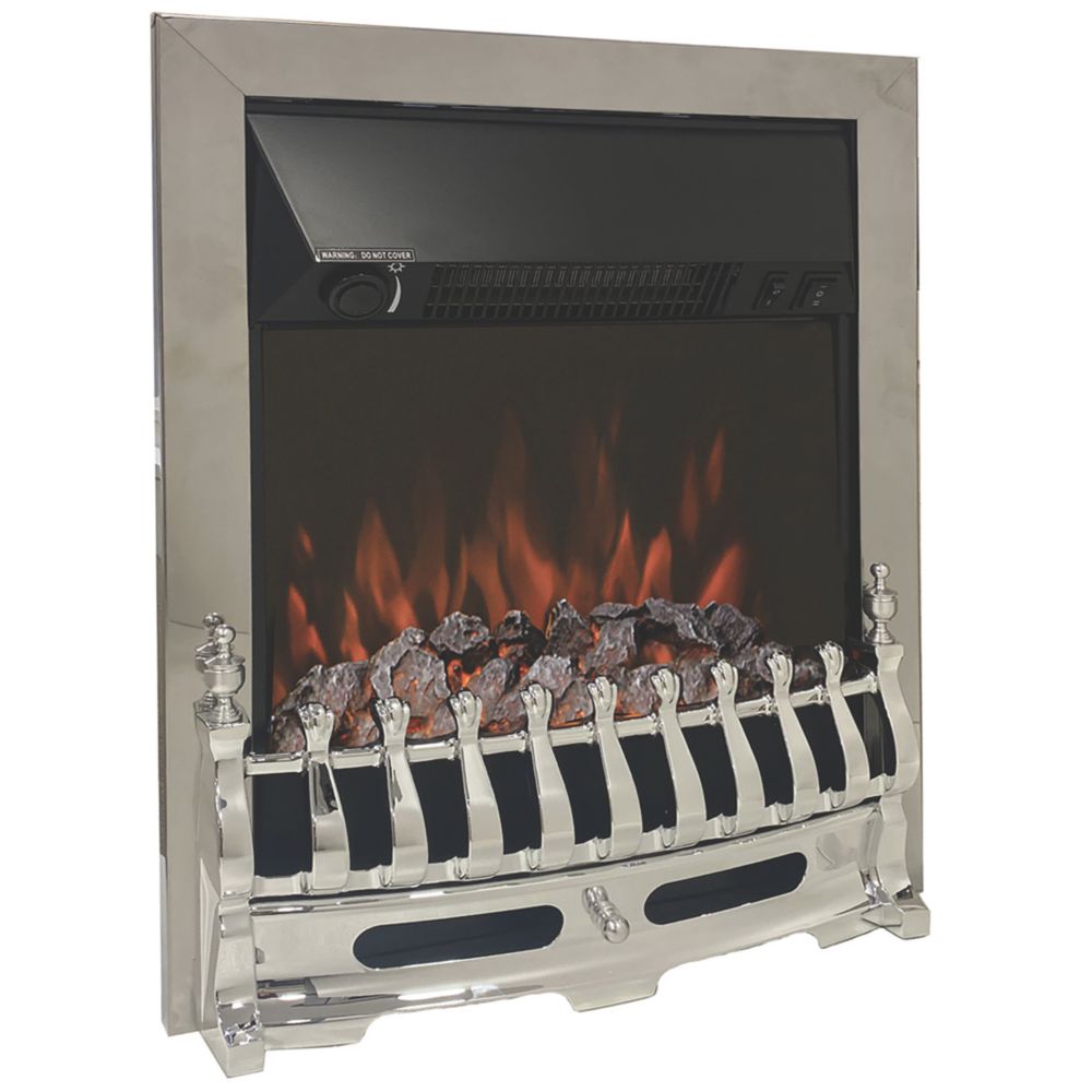 Image of Be Modern Bayden Chrome Remote Control Easy to Install Electric Inset Fire 483mm x 196mm x 593mm 