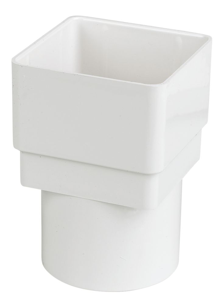 Image of FloPlast Square Line Square to Round Drainage Adaptor White 65mm 