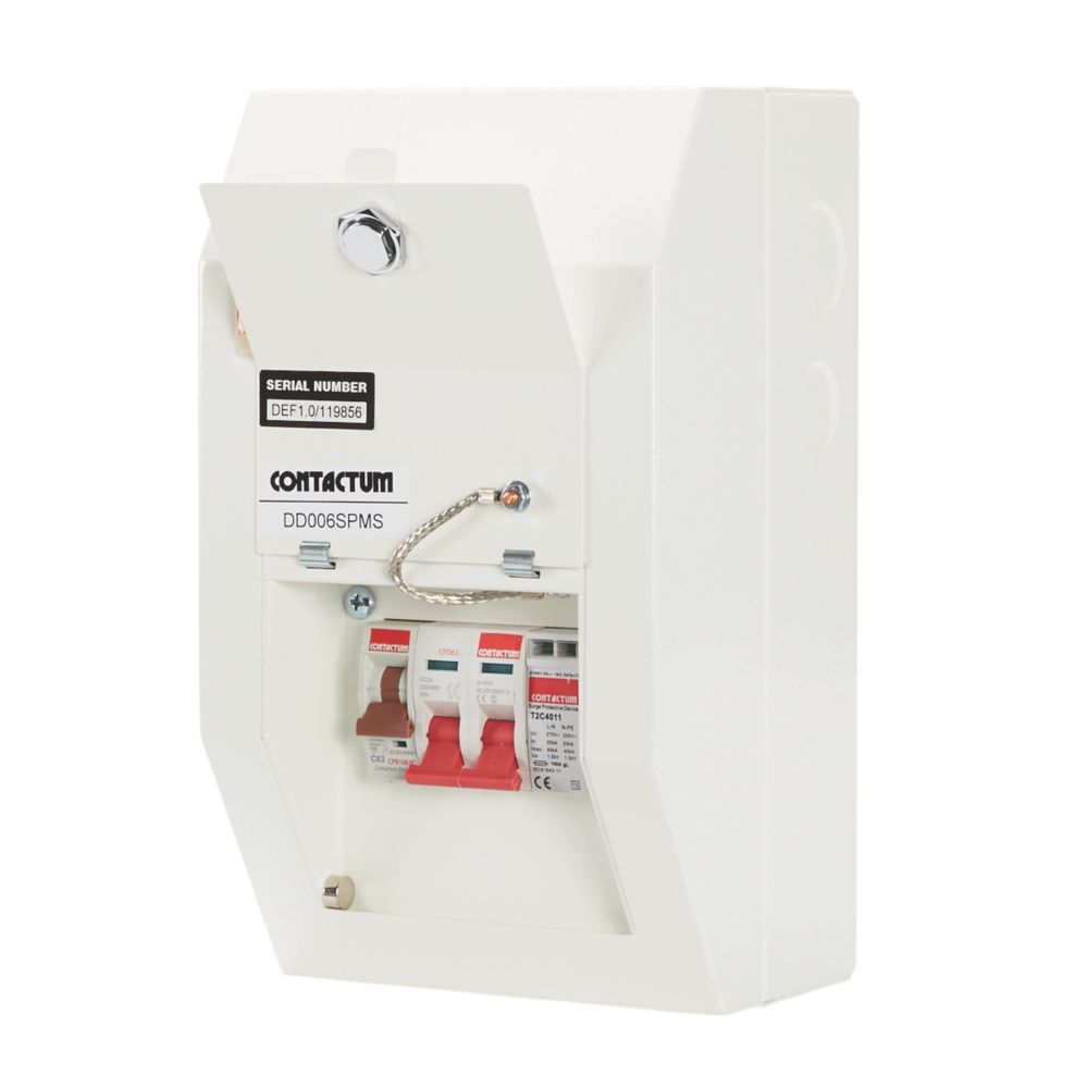 Image of Contactum Defender 1.0 4-Module 0-Way Populated Main Switch Consumer Unit with SPD 